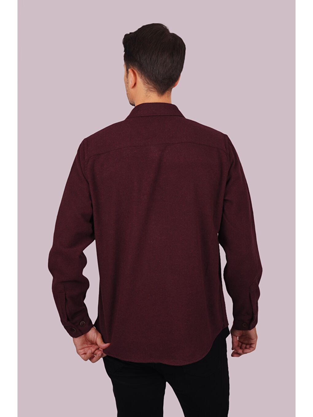 Etikmen Bordo Düz Oversize Oduncu Erkek Gömlek - 6