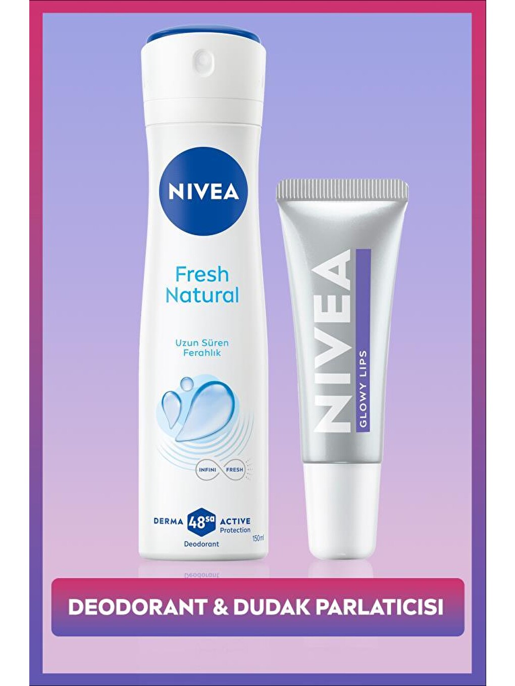 Kadın Sprey Deodorant Fresh Natural 150ml Ve Glowy Lips Nemlendirici Dudak Parlatıcı,hyaluronik Asit