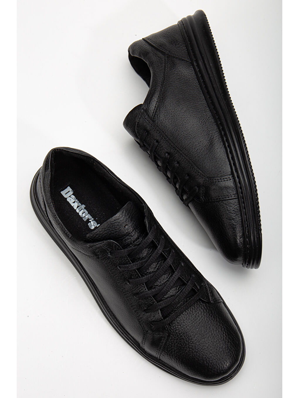 Siyah D563 Günlük Ortopedik Hakiki Deri Erkek Ayakkabı-1