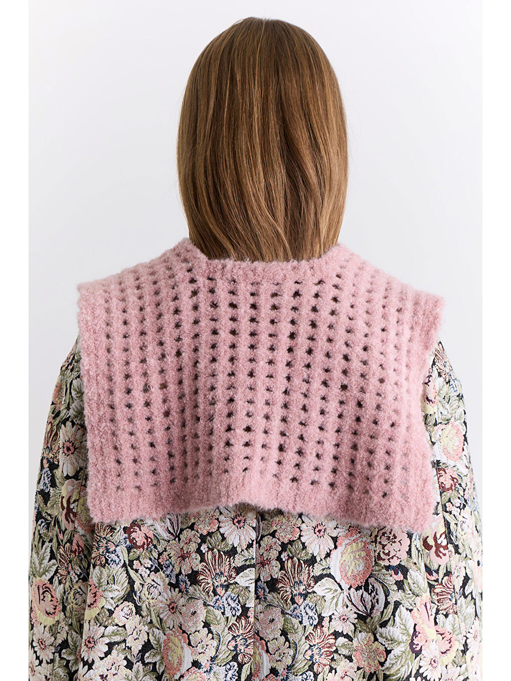 Soft Dokulu Yakalı Şal Pembe-3