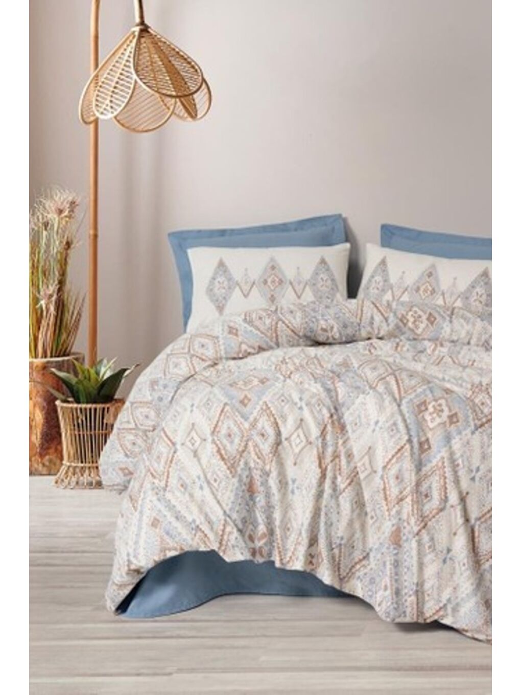 Karışık Pamuk Box Bohem Serisi Çift Kişilik Nevresim Takımı Zanora indigo