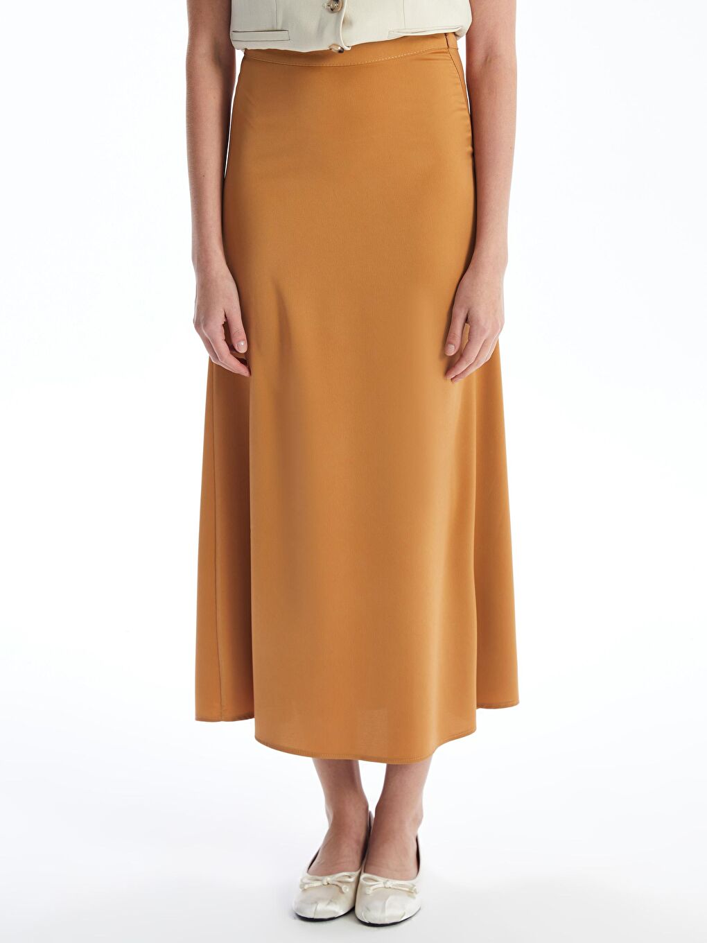 Sarı Kadın Hardal Saten Etek Bgh03-2