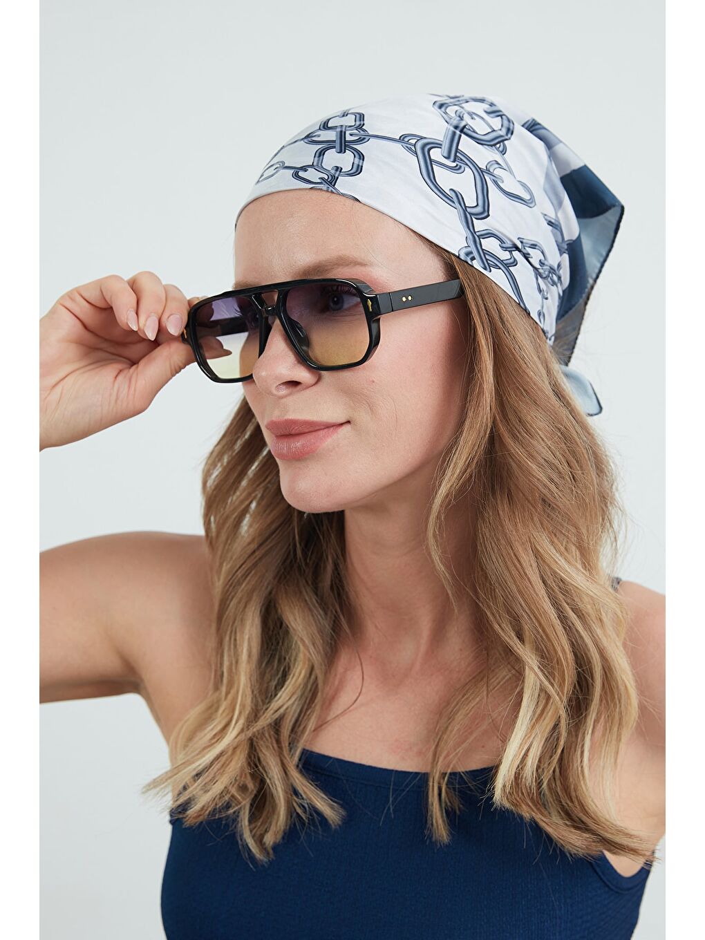 Sarı Metal Aksesuar Detaylı Güneş Gözlüğü-2