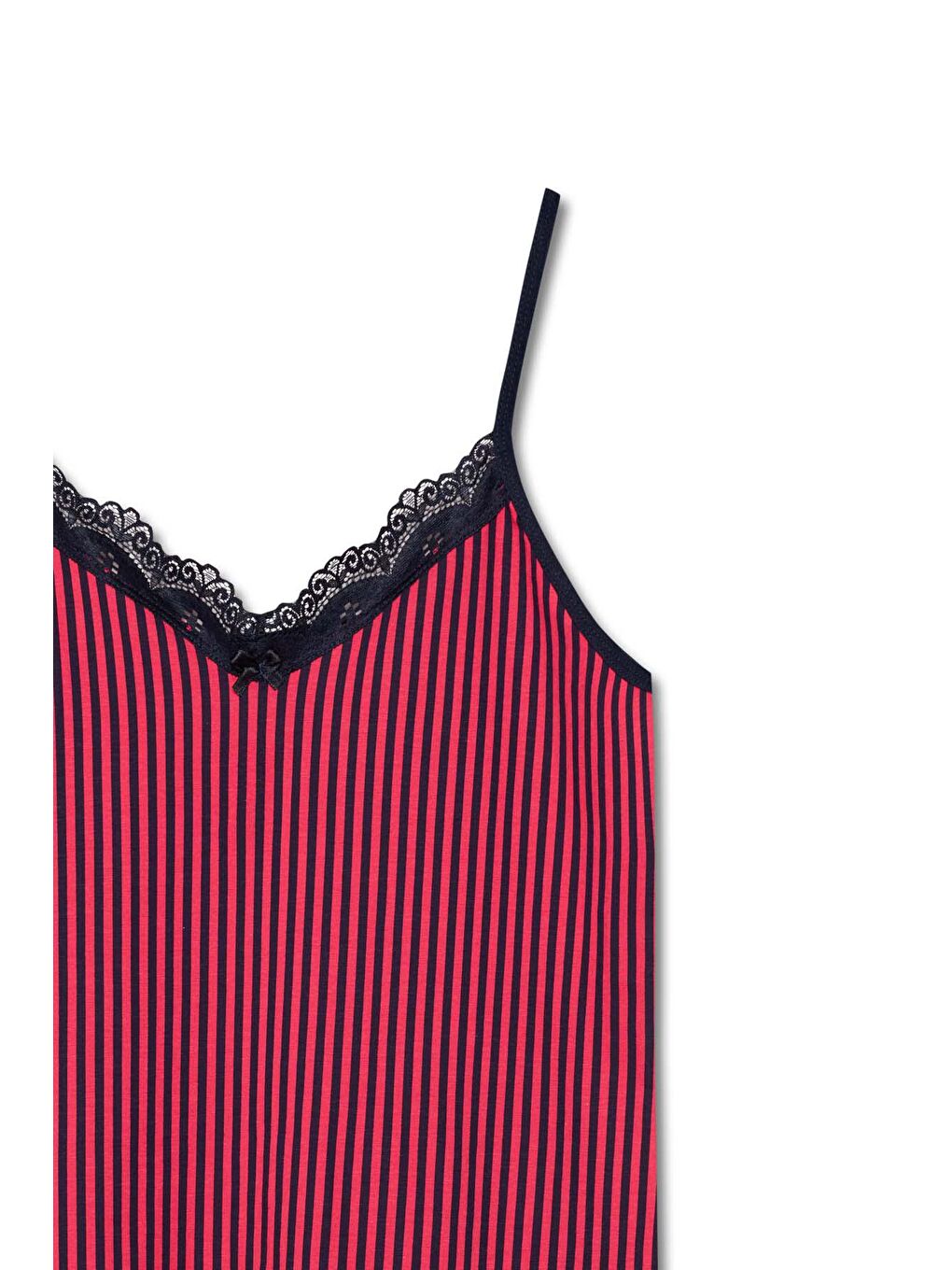 Fuşya Pamuklu Desenli İnce Askılı V Yaka Atlet ve Şort Kadın Pijama Takım-3