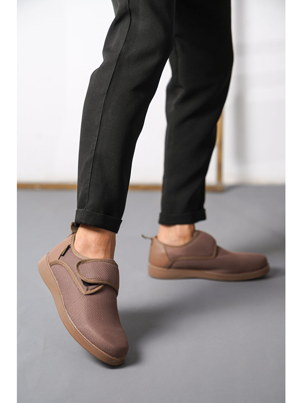 Kahverengi D3250 Günlük Ortopedik Cırtlı Erkek Klasik Ayakkabı-5