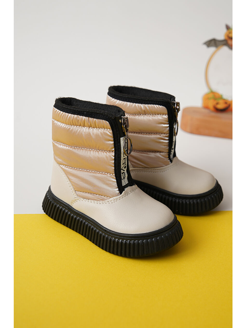 Bej D078 Günlük Ortopedik Kız Çocuk Soğuk Geçirmez Bot-5