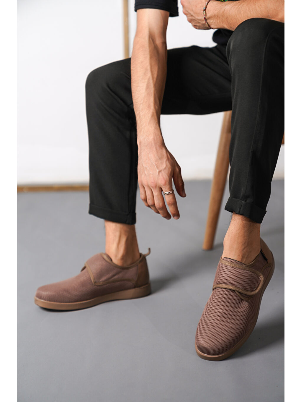 Kahverengi D3250 Günlük Ortopedik Cırtlı Erkek Klasik Ayakkabı-9