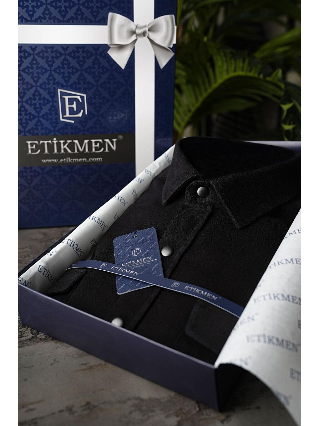 Etikmen Siyah Slimfit Gerçek Jean Erkek Gömlek - 3