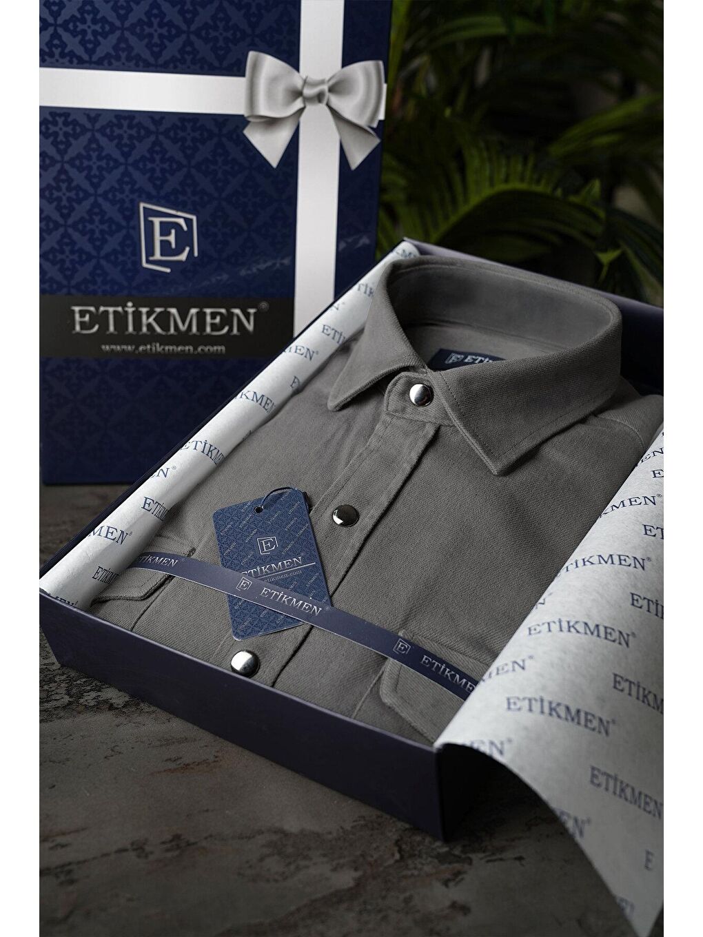 Gri Füme Slimfit Gerçek Jean Gömlek-6