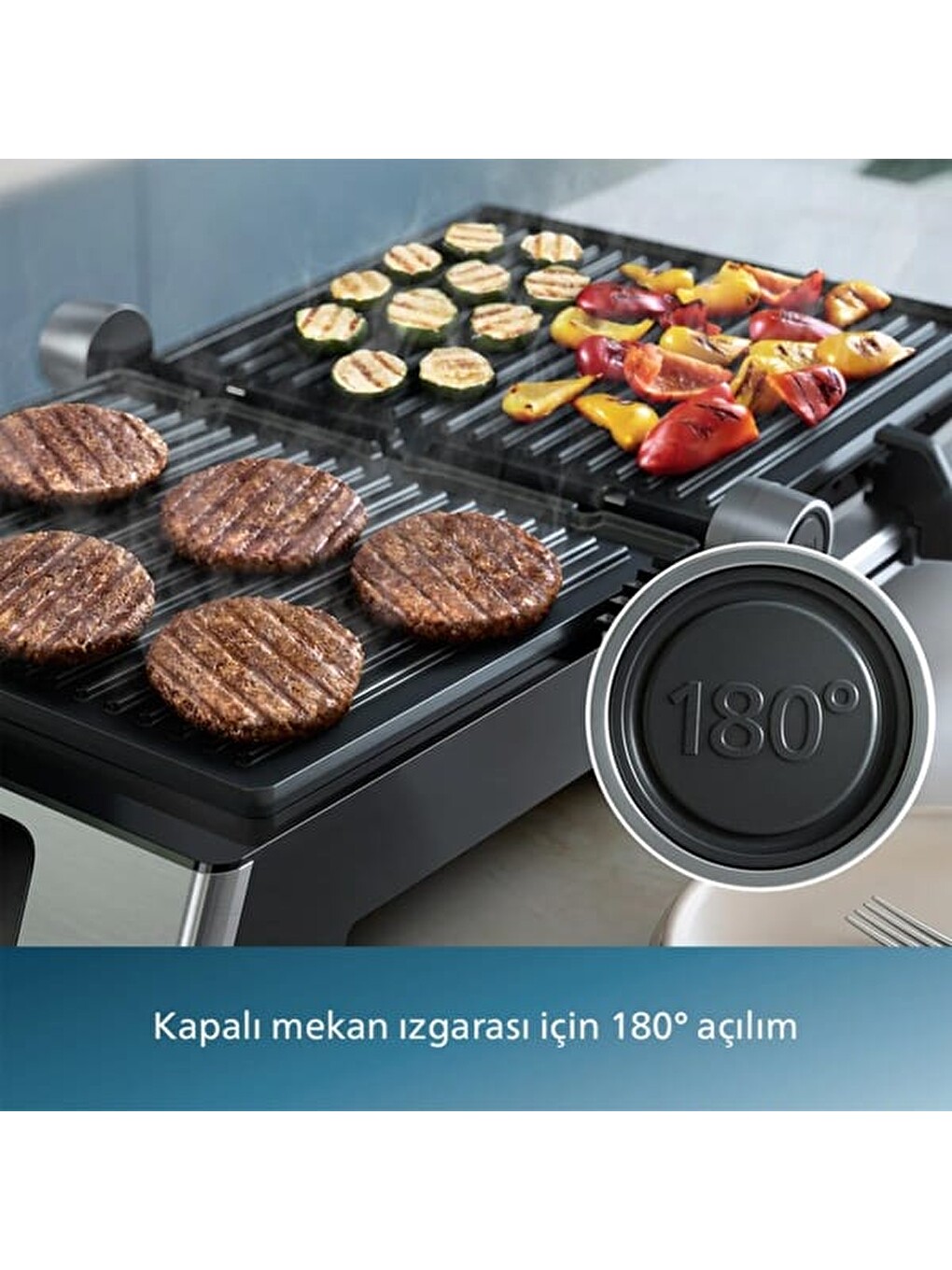 5000 Serisi HD6301/90 Izgara ve Tost Makinesi - Siyah / Gri - 2200 Watt-4