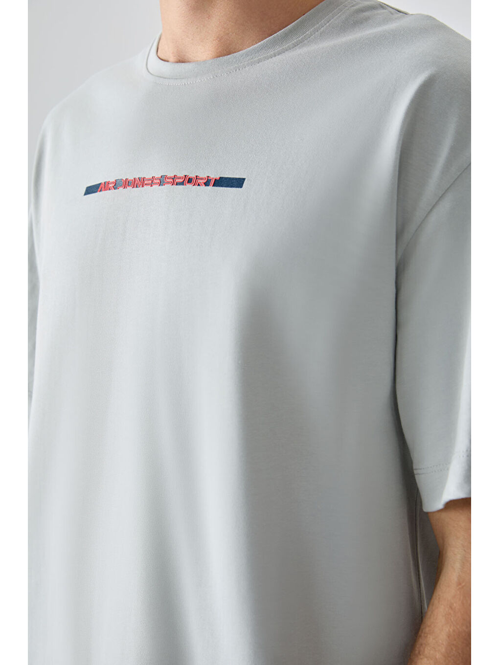 Bej Taş %100 Pamuk Kalın Yumuşak Dokulu Oversize Fit Baskılı Erkek Tişört - 88358-2