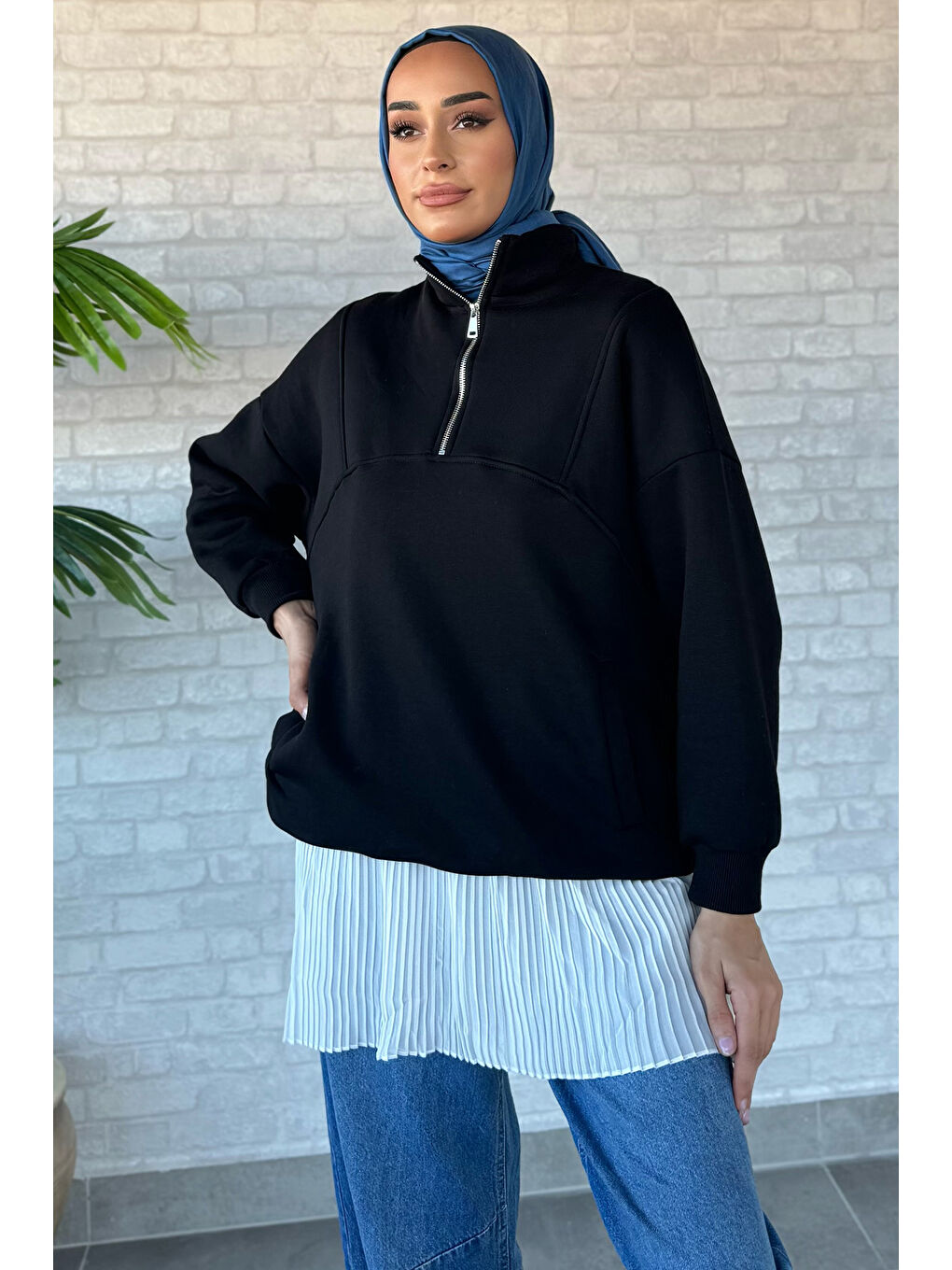 Beyaz Kadın Full Elastanlı Sıfır Kol Piliseli Tesettür İçlik-5