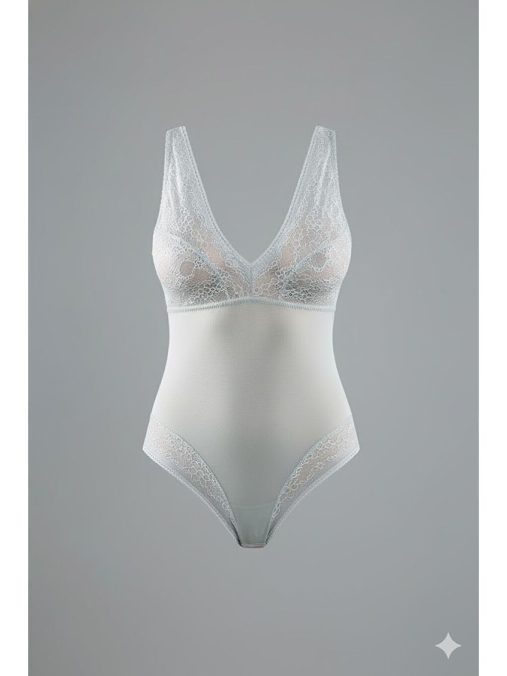 Desteksiz Dantelli Çıtçıtlı Body C15083 Yeşil