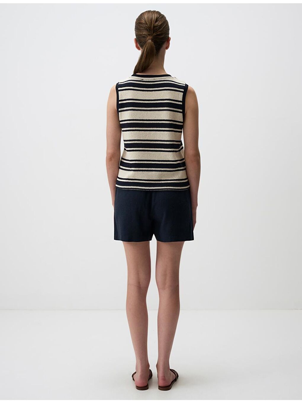 Lacivert Kolsuz Bisiklet Yaka Çizgili Atlet-5