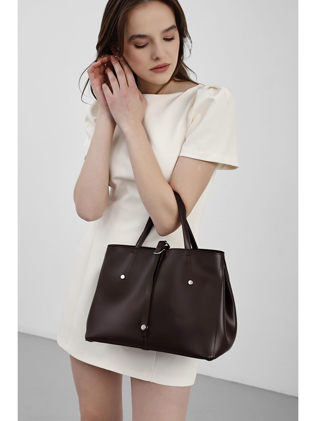 Kahverengi Fedi Yavrulu El Ve Omuz Çantası Kahve-2