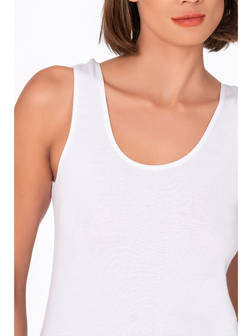 Kadın Pamuklu Ribana Kalın Askılı Atlet 3'Lü Paket | Beyaz K0111-1