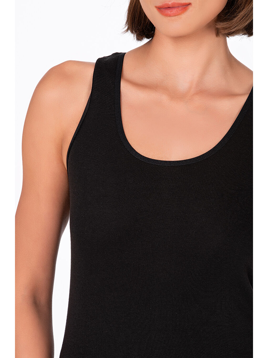 Kadın Pamuklu Ribana Kalın Askılı Atlet 3'Lü Paket | Siyah K0111-1