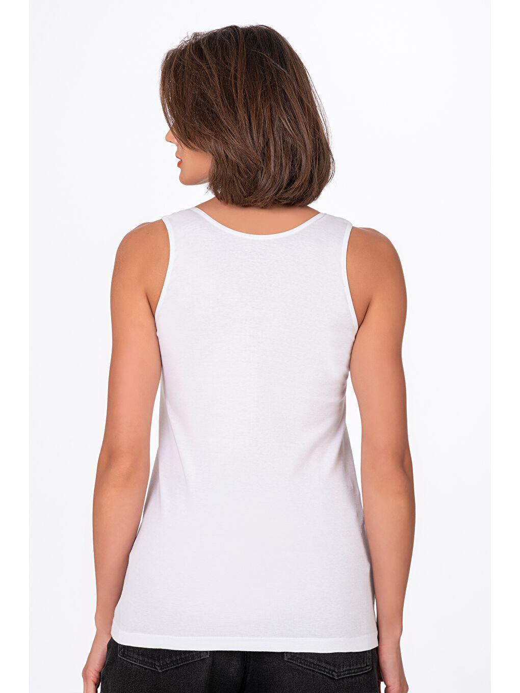 Kadın Pamuklu Ribana Kalın Askılı Atlet 3'Lü Paket | Beyaz K0111-3