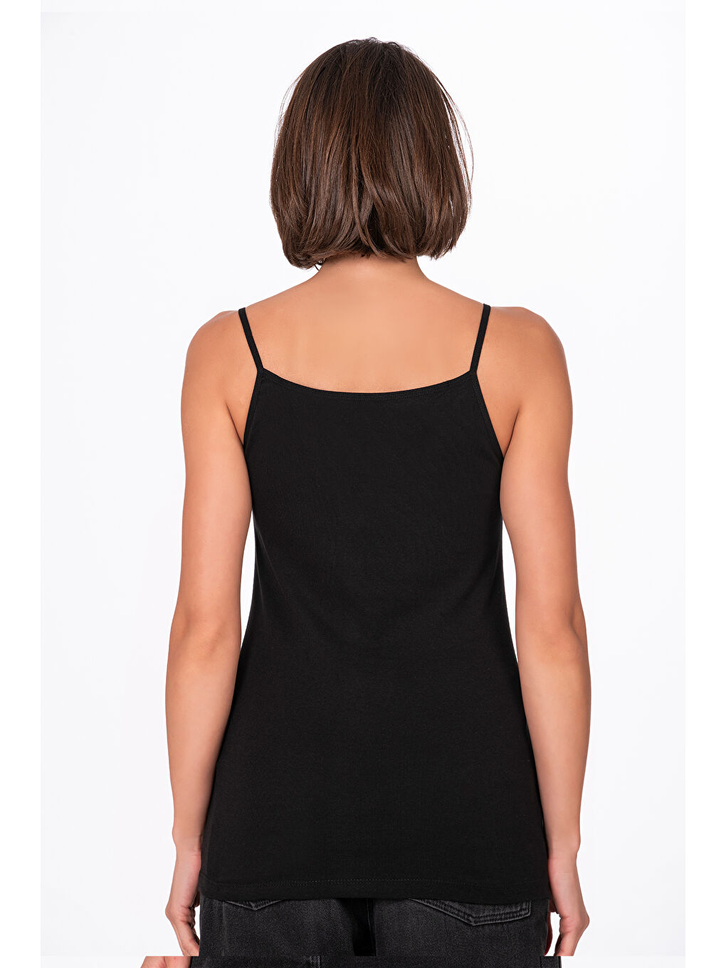 Kadın Pamuklu Ribana İp Askılı Klasik Atlet 3'Lü Paket – Esnek & Rahat | Siyah K0107-3