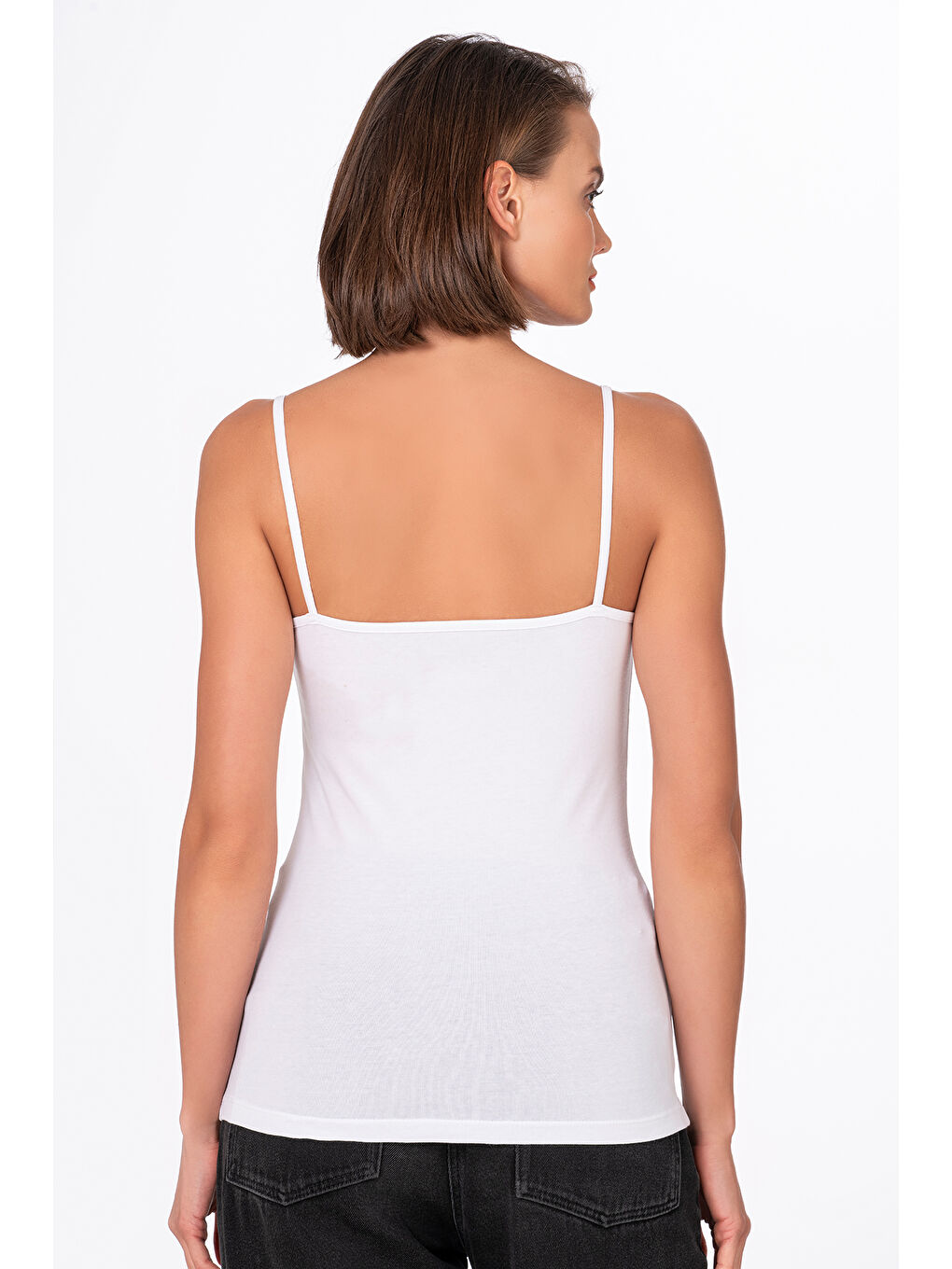 Kadın Pamuklu Elastanlı Süprem Esnek İnce Askılı Atlet Beyaz |  K23319-3