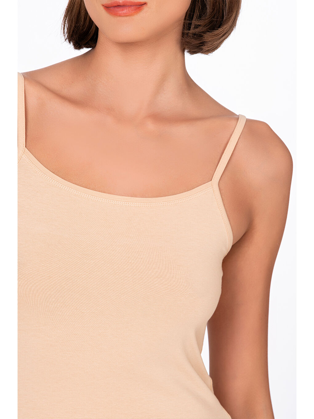 Bej Kadın Pamuklu Elastanlı Süprem Esnek İnce Askılı Atlet Ten |  K23319-1