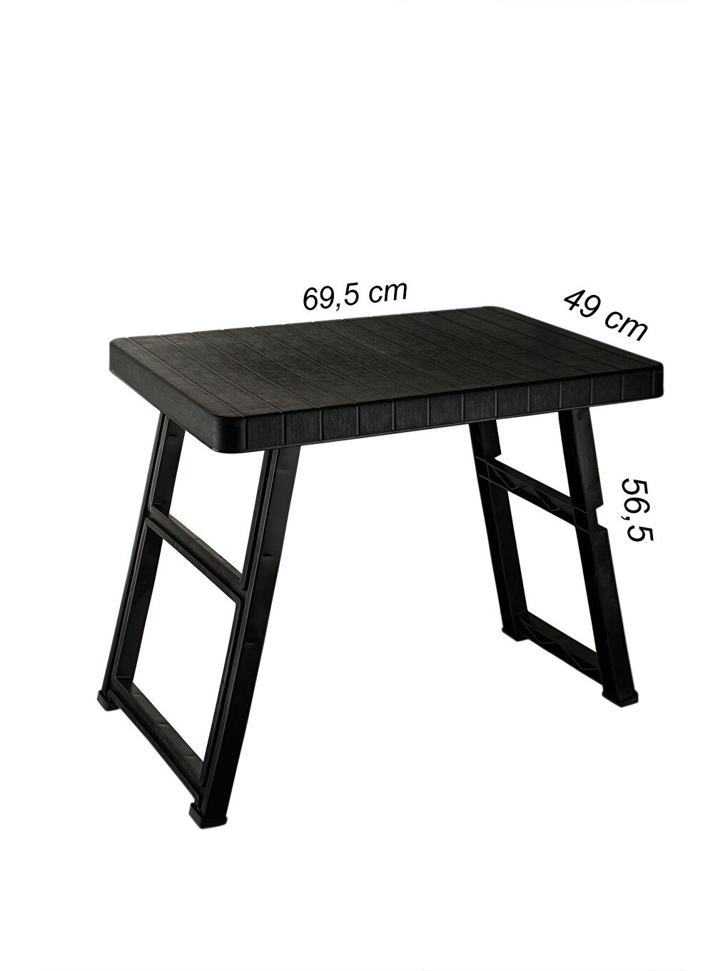 0114 Portatif Katlanabilir Kamp Piknik Balkon Masası - Büyük Plastik Katlanır Sehpa Siyah