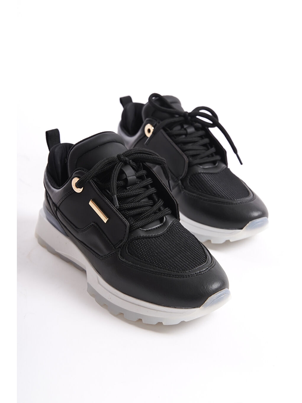 Siyah D0852 Günlük Ortopedik Kadın Sneaker Spor Ayakkabı-1