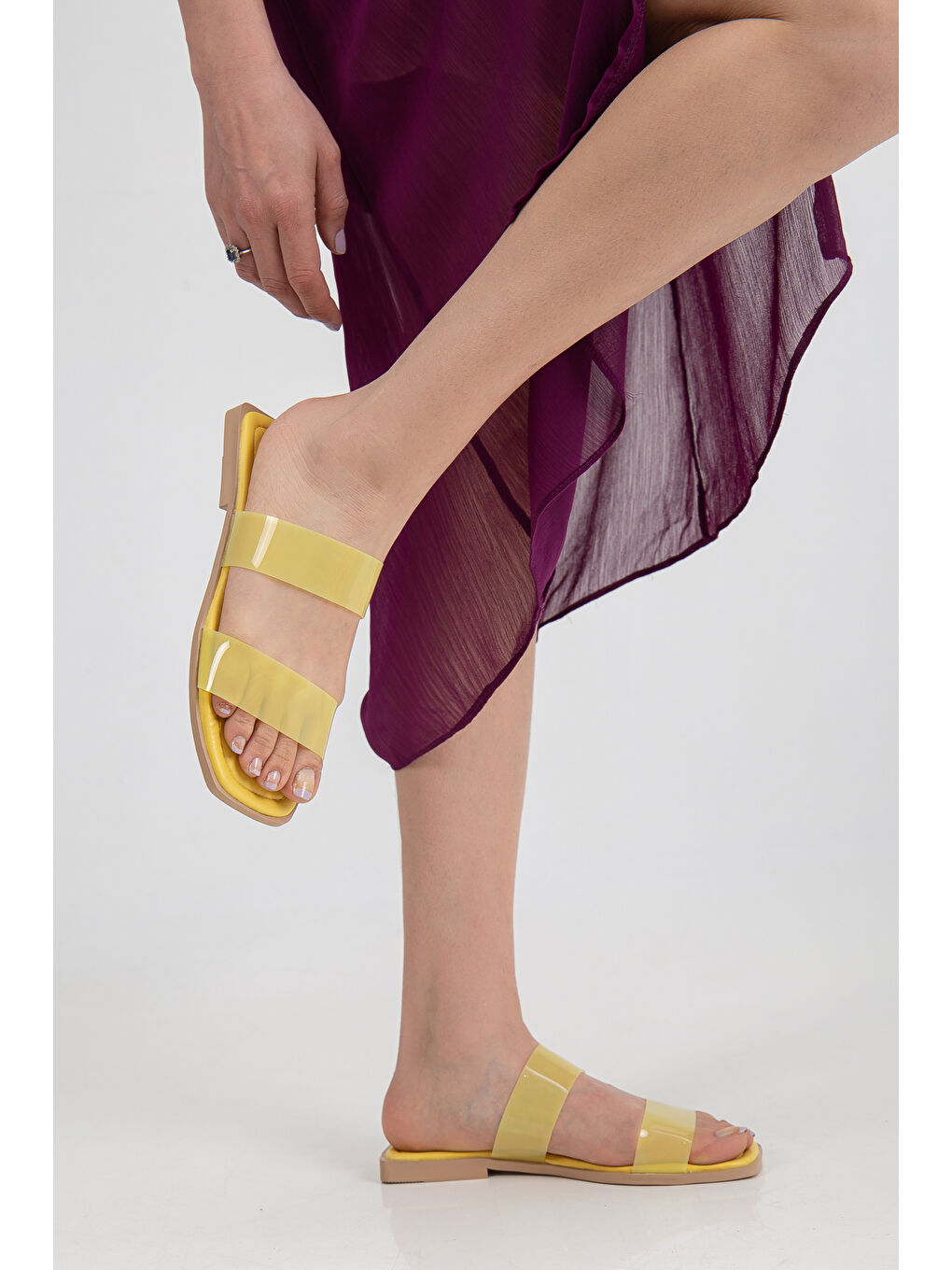 Sarı D09 Kadın Günlük Ortopedik Terlik-3