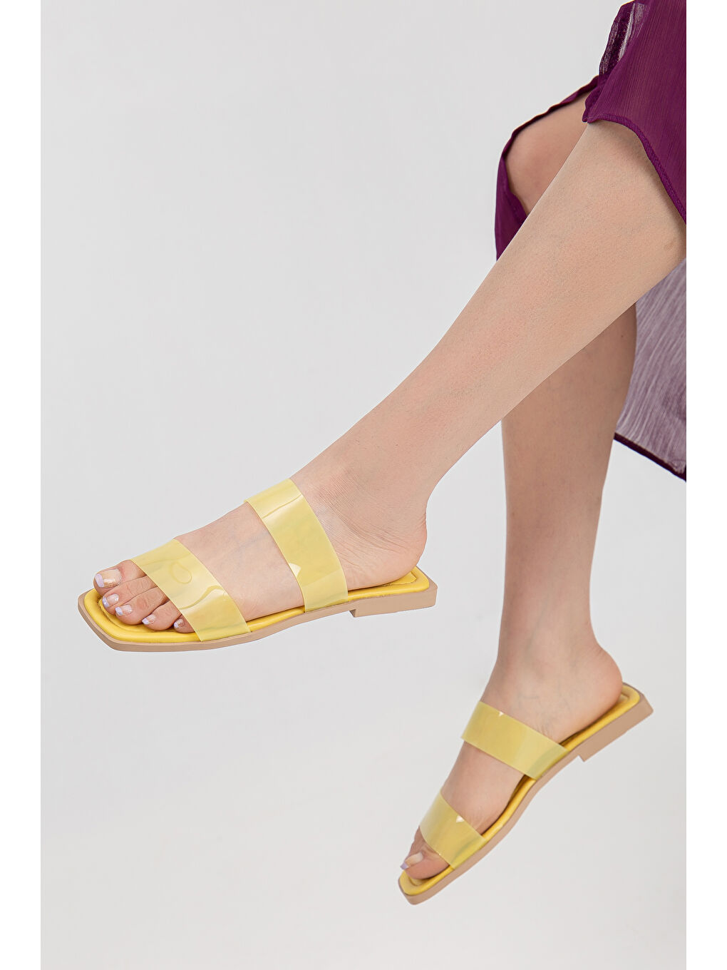 Sarı D09 Kadın Günlük Ortopedik Terlik-5