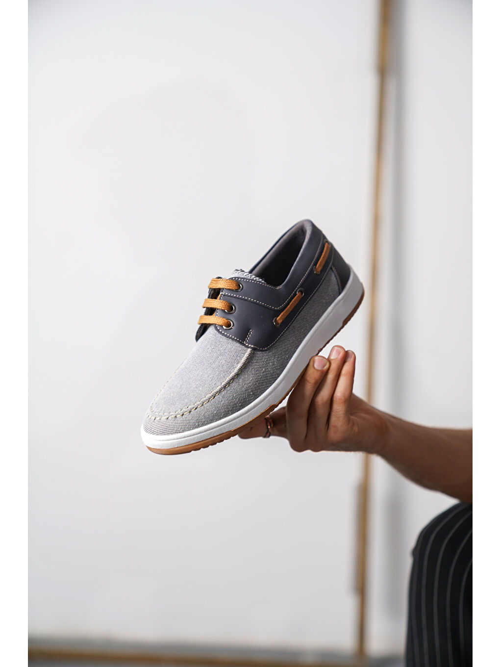 Gri Tokyo Günlük Ortopedik Terletmez Keten Erkek Klasik Ayakkabı-3