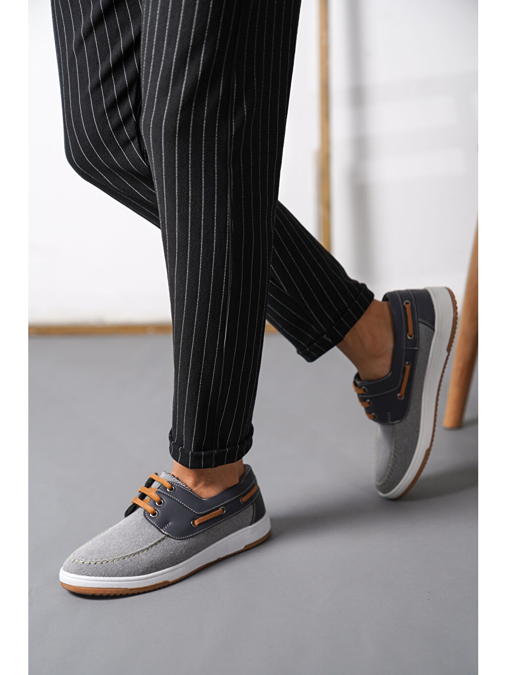 Gri Tokyo Günlük Ortopedik Terletmez Keten Erkek Klasik Ayakkabı-5