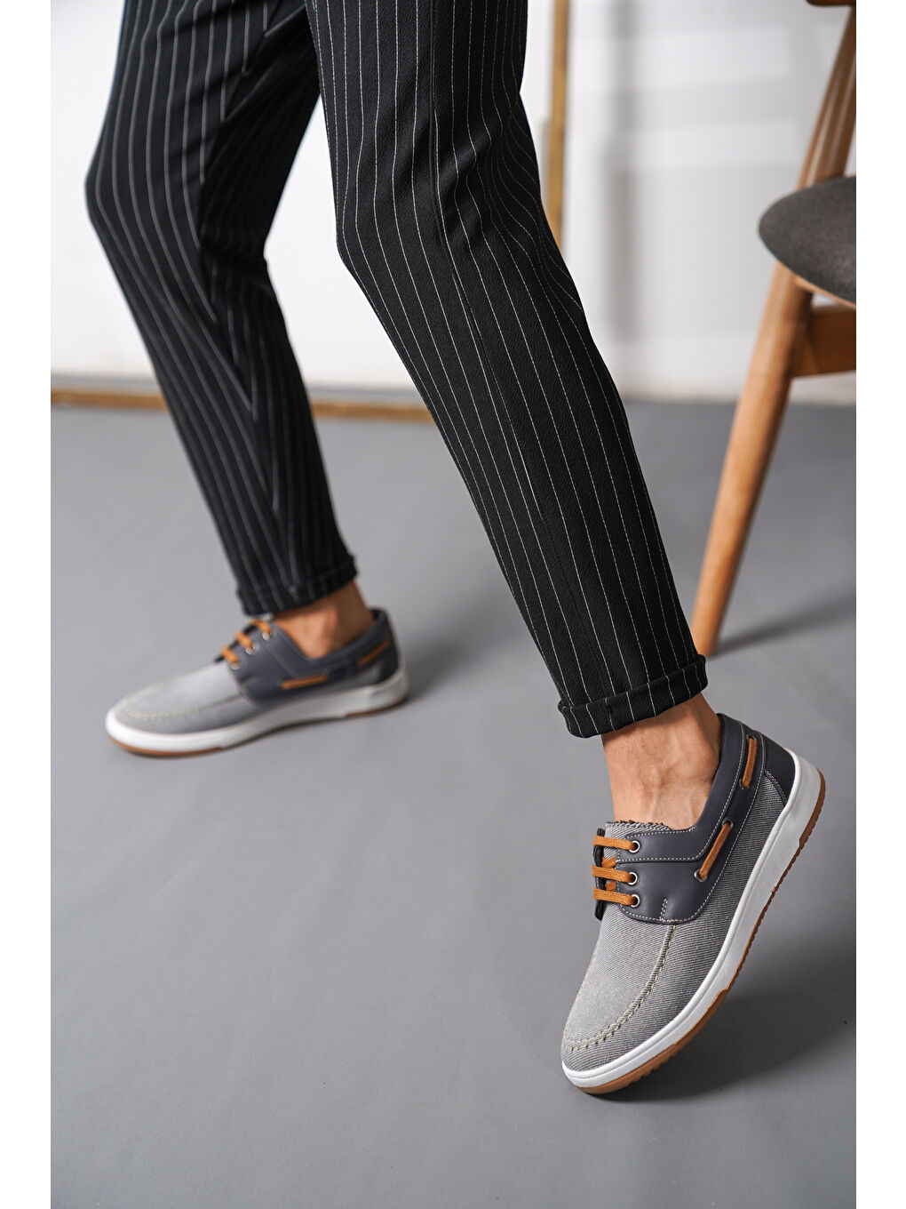 Gri Tokyo Günlük Ortopedik Terletmez Keten Erkek Klasik Ayakkabı-7