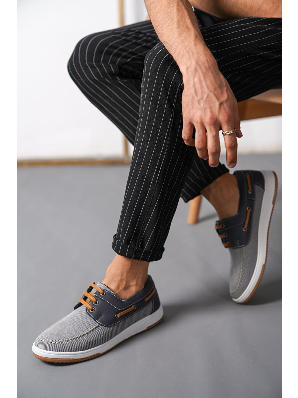 Gri Tokyo Günlük Ortopedik Terletmez Keten Erkek Klasik Ayakkabı-9