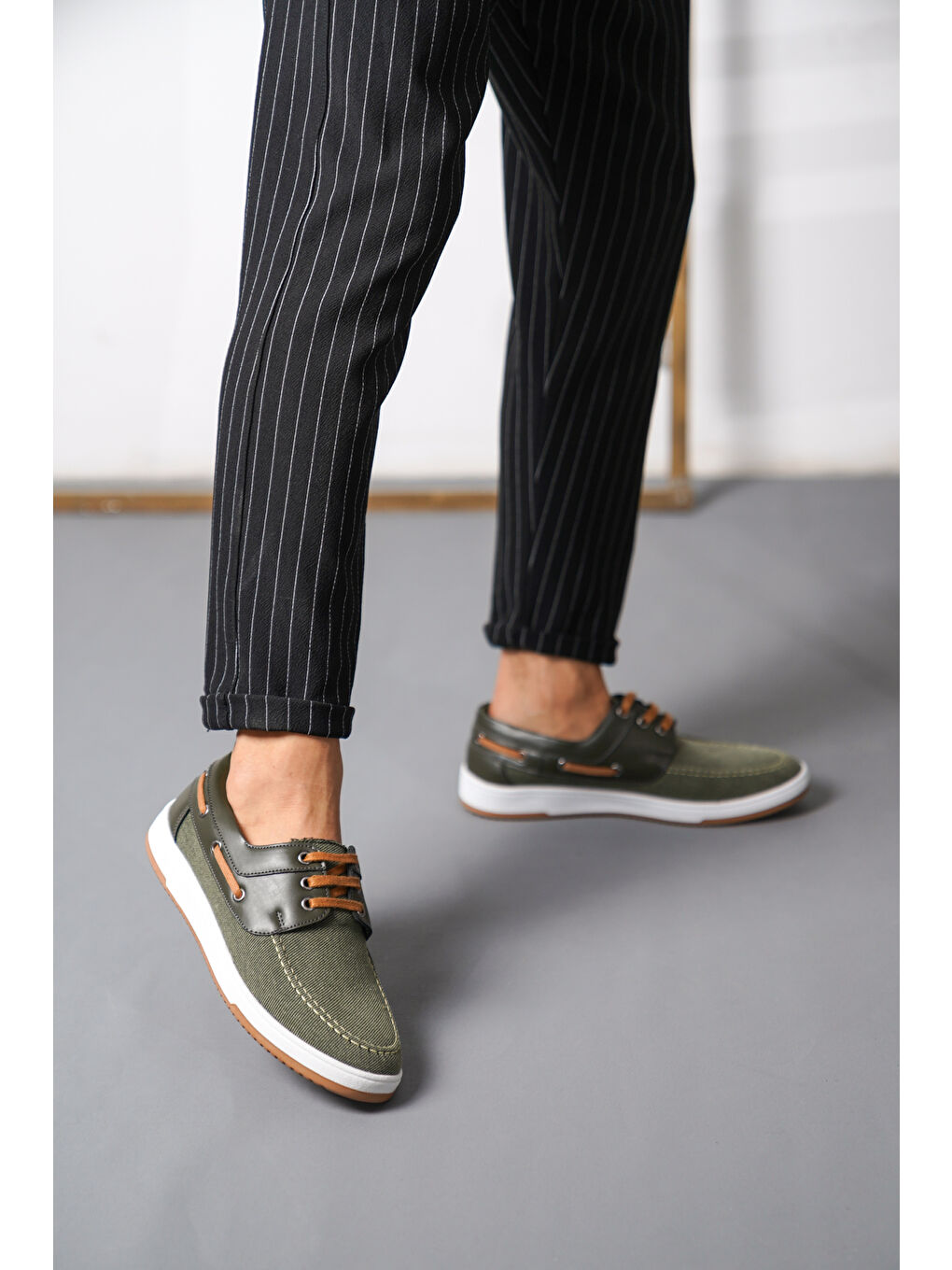 Haki Tokyo Günlük Ortopedik Terletmez Keten Erkek Klasik Ayakkabı-1