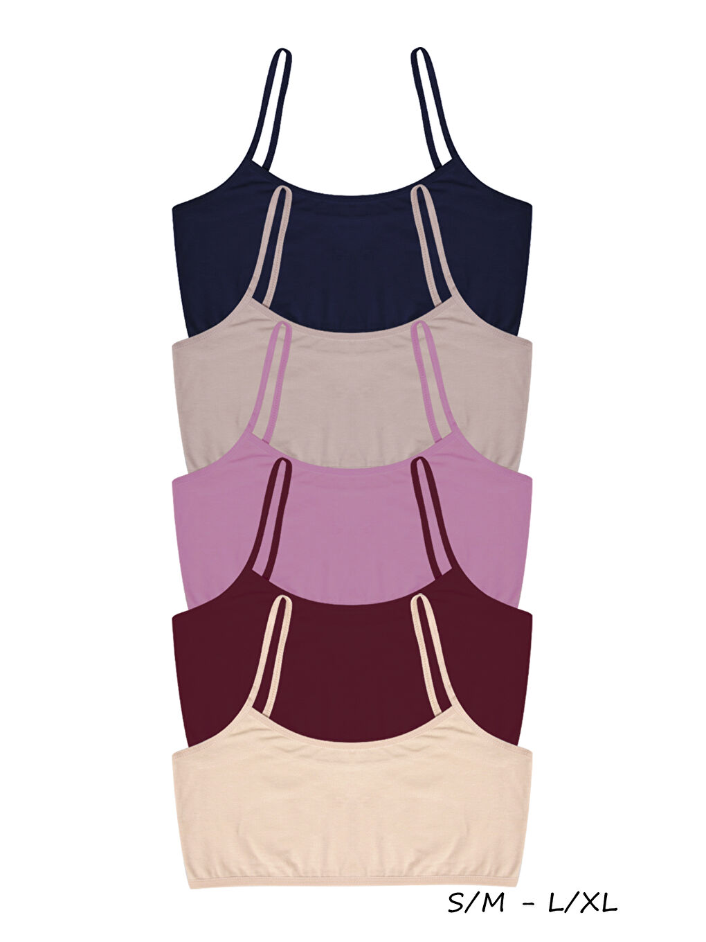 Karışık Kadın Renkli İp Askılı Büstiyer 5'Li
