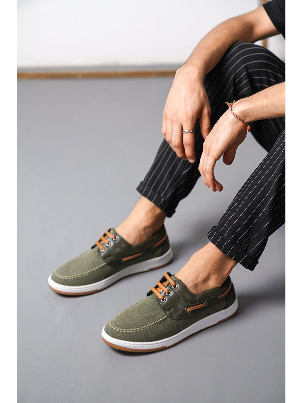 Haki Tokyo Günlük Ortopedik Terletmez Keten Erkek Klasik Ayakkabı-3