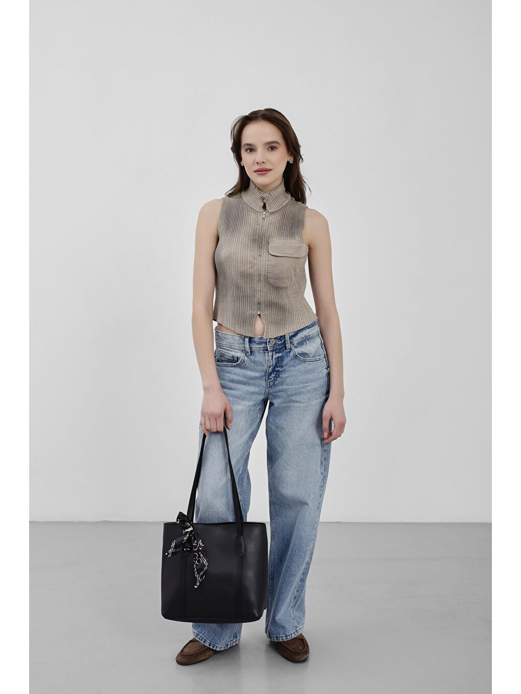 Grape Fularlı Omuz Çantası Siyah-4