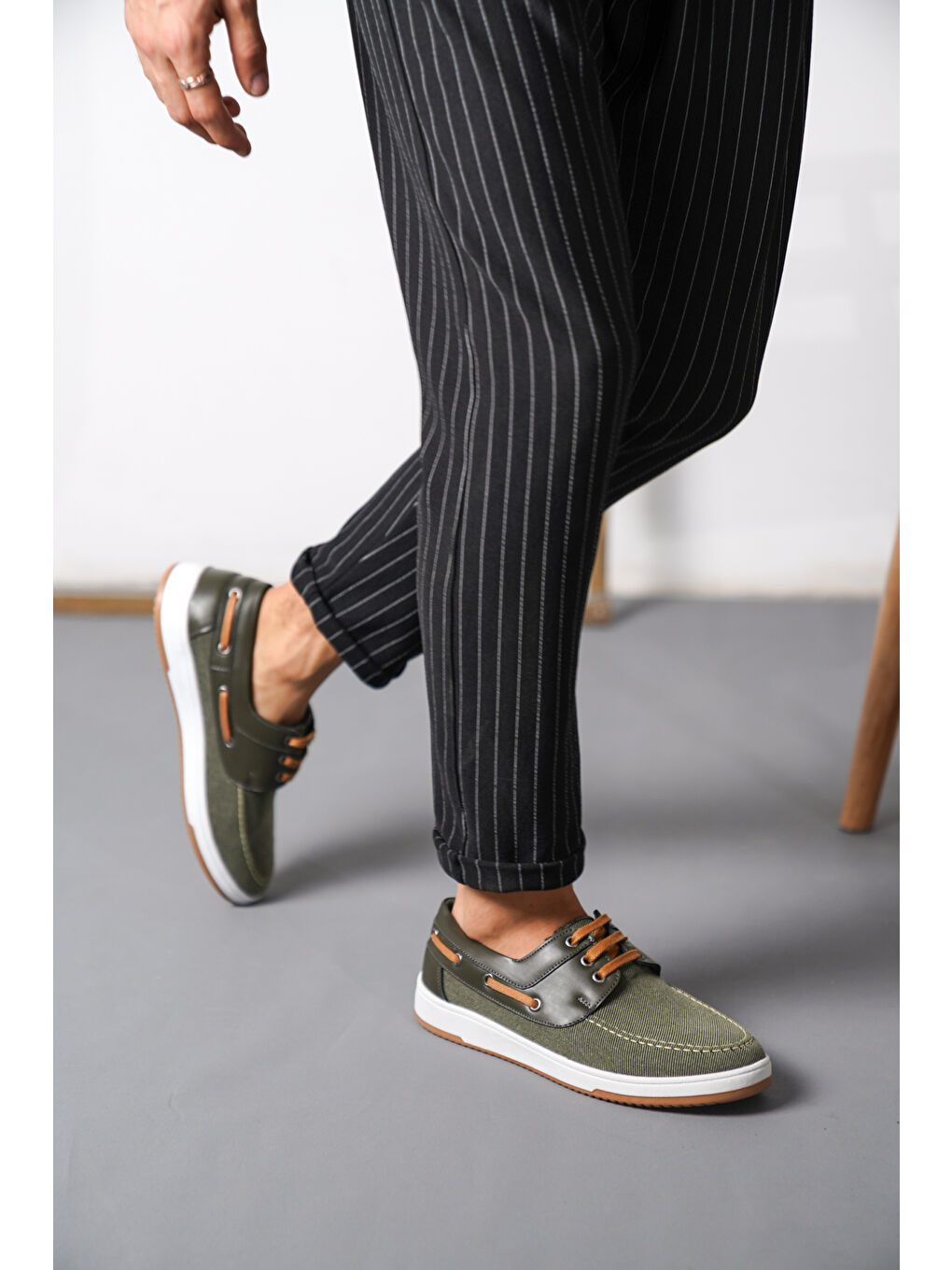 Haki Tokyo Günlük Ortopedik Terletmez Keten Erkek Klasik Ayakkabı-5