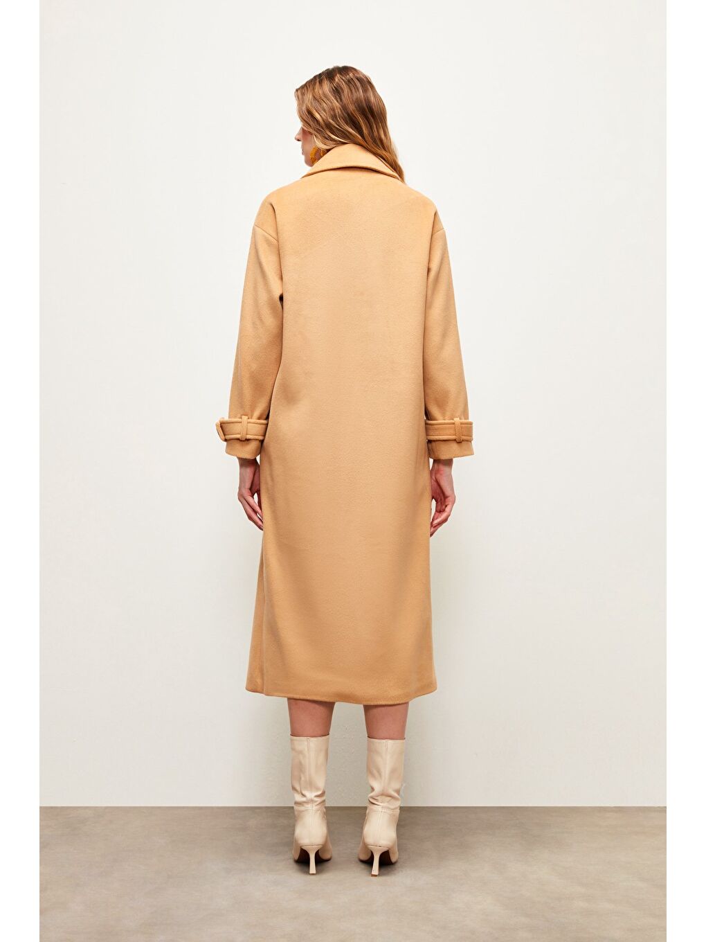 Kahverengi Kol Kemer Detaylı Salaş Kaban - Camel-6