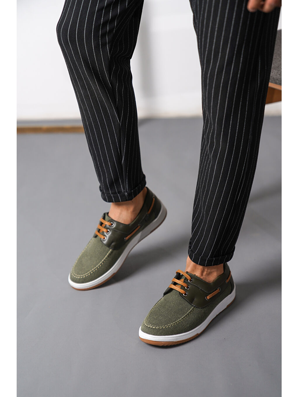 Haki Tokyo Günlük Ortopedik Terletmez Keten Erkek Klasik Ayakkabı-7