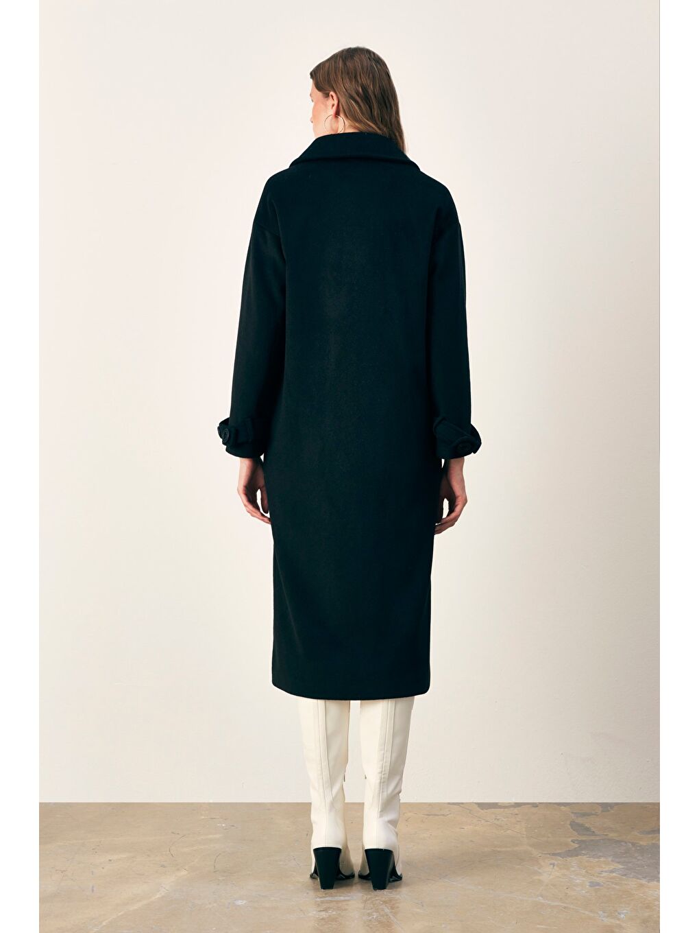 Kol Kemer Detaylı Salaş Kaban - Siyah-7