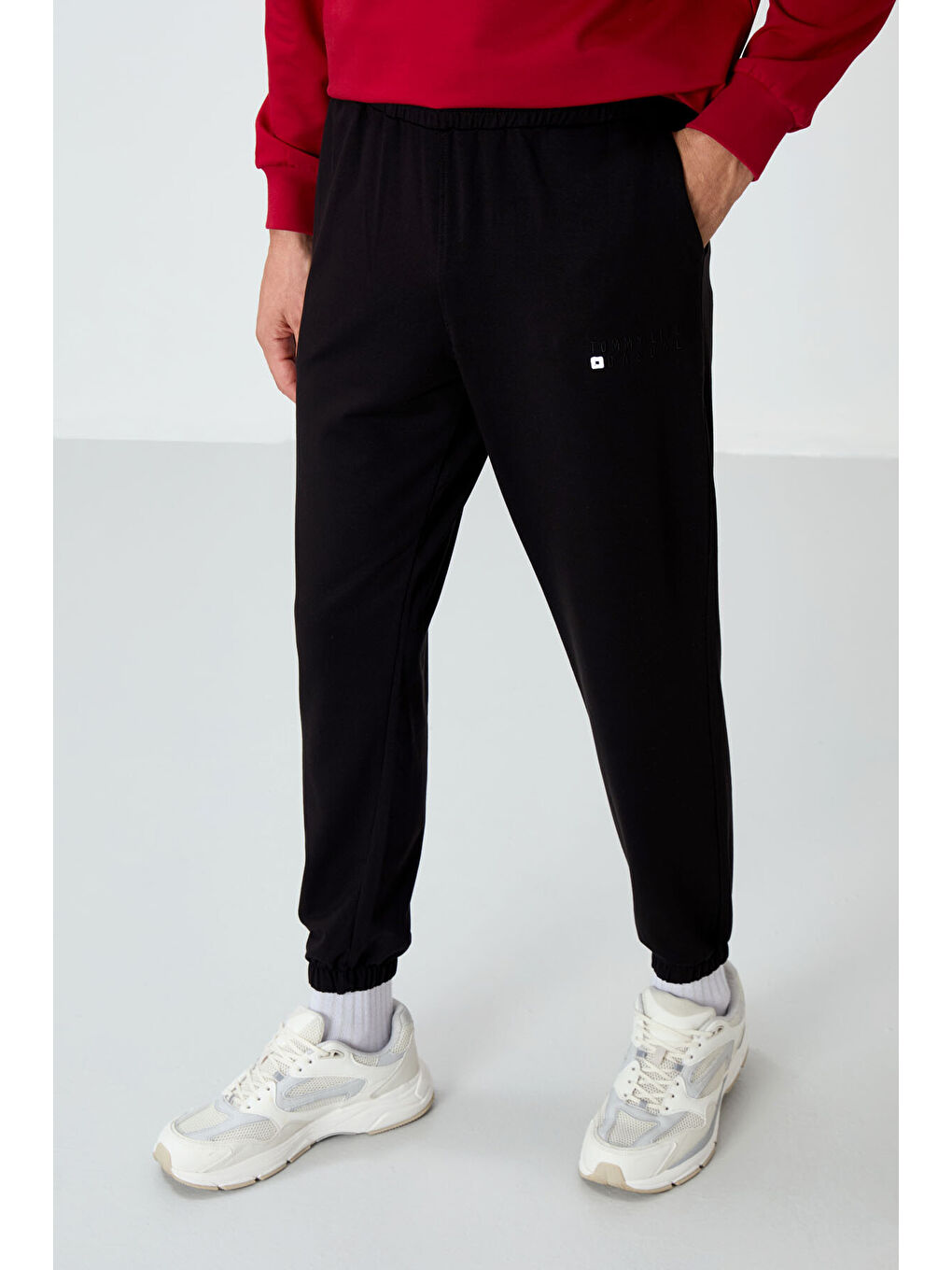 Kırmızı Casual O Yaka Lastik Paça Erkek Oversize Eşofman Takımı - 85120-2