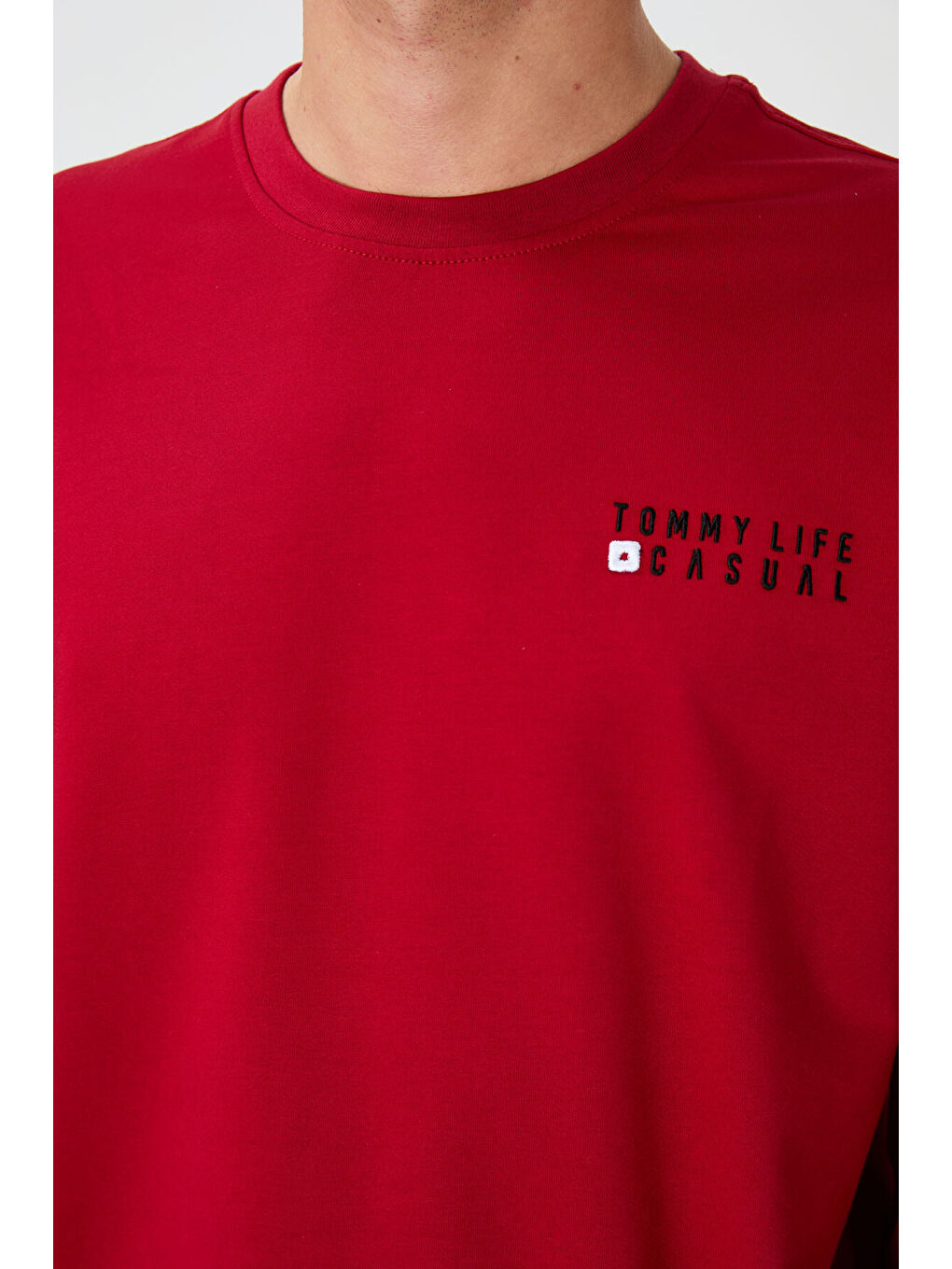 Kırmızı Casual O Yaka Lastik Paça Erkek Oversize Eşofman Takımı - 85120-3