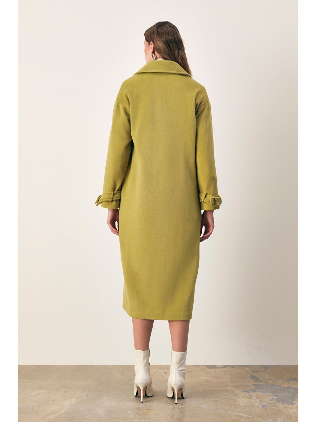Kol Kemer Detaylı Salaş Kaban - Yağ Yeşili-7