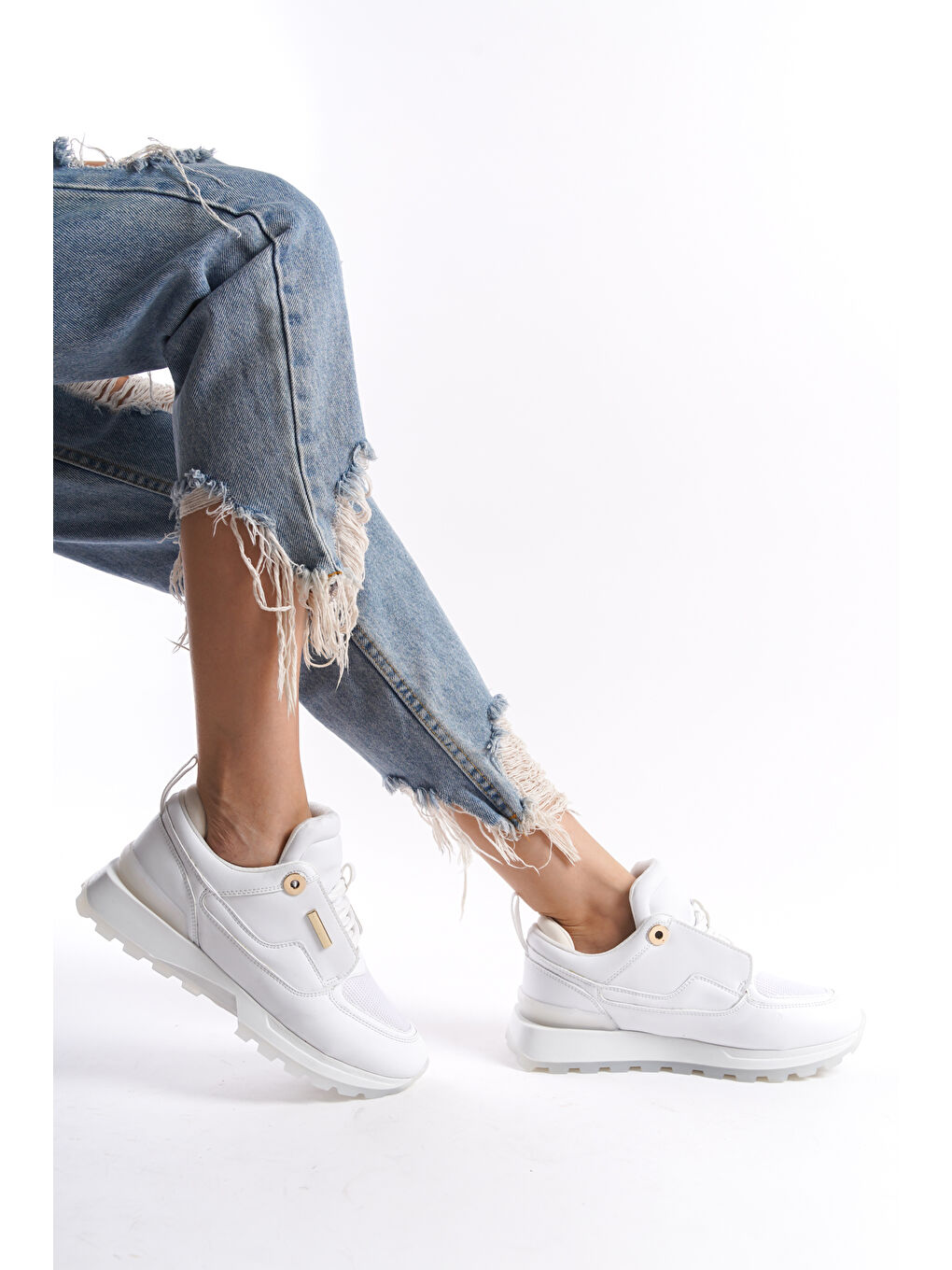 Beyaz D0852 Günlük Ortopedik Kadın Sneaker Spor Ayakkabı-9