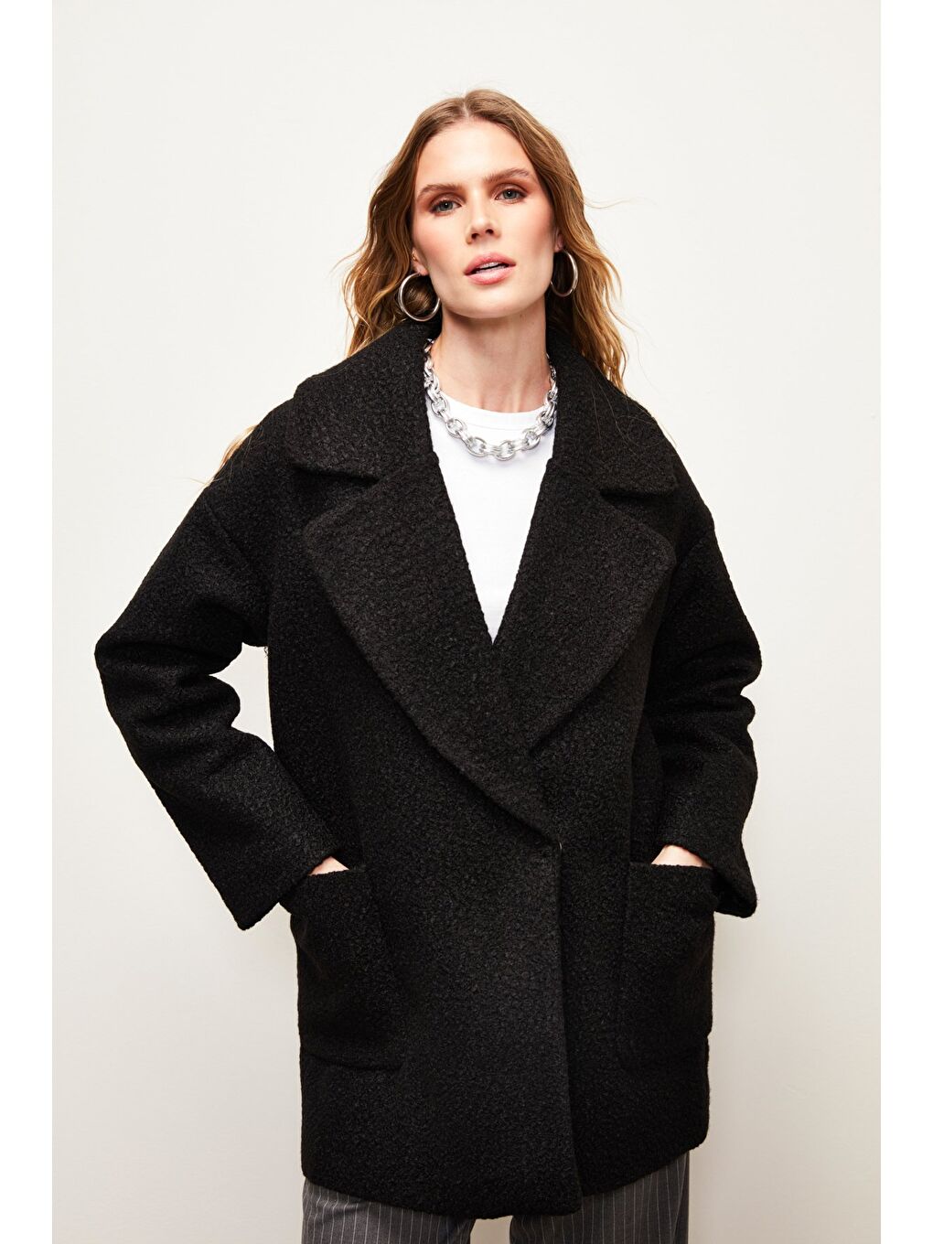 Geniş Cepli Buklet Kaban - Siyah-3