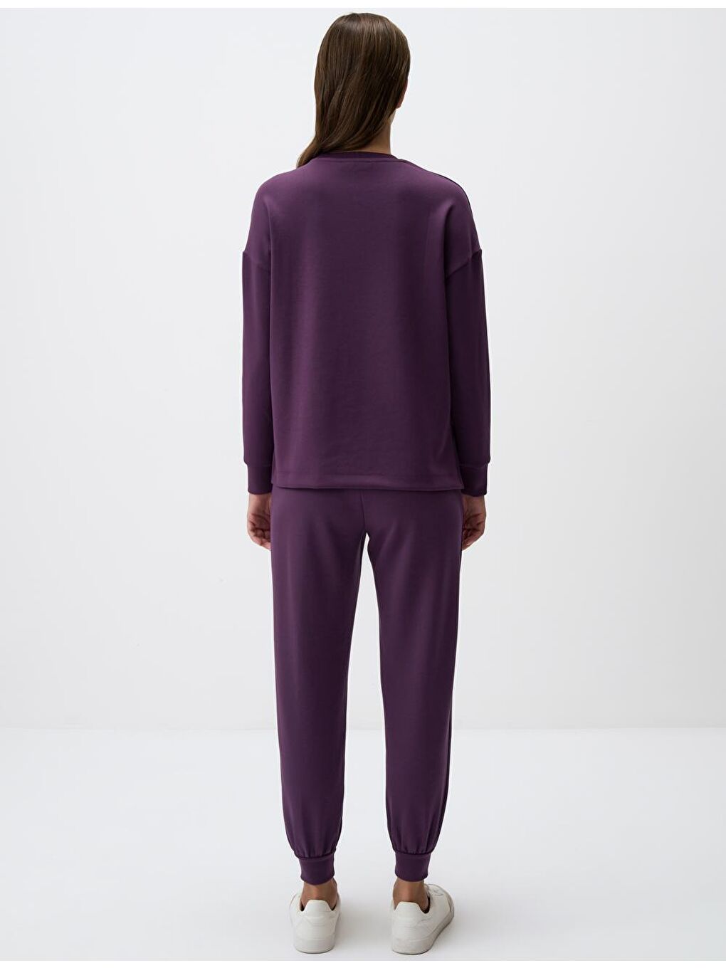 Mor Bisiklet Yaka Uzun Kollu Oversize Sweatshirt-5