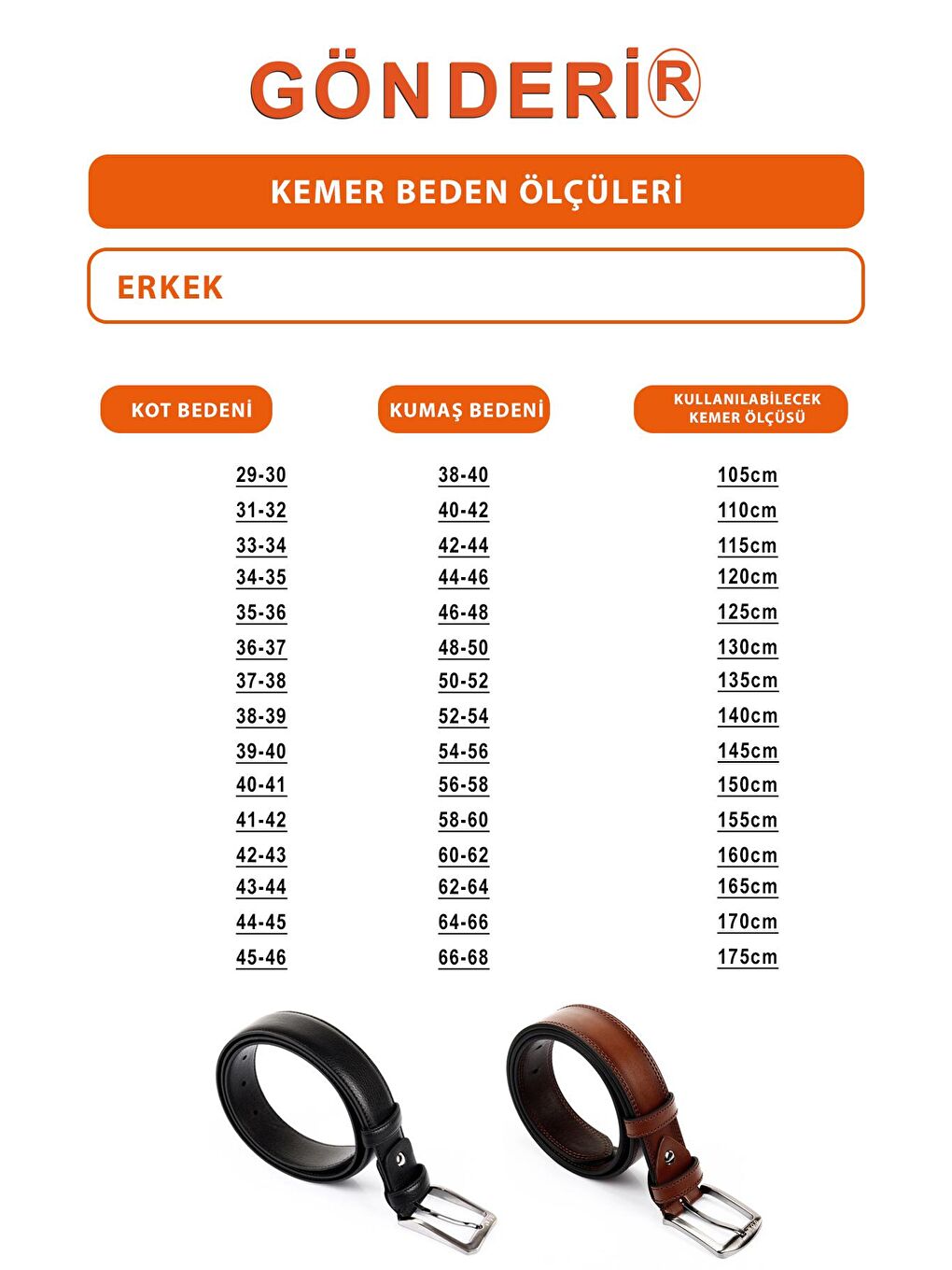 GÖNDERİ(R) Siyah Hakiki Deri Erkek Kemer 13450 - 2