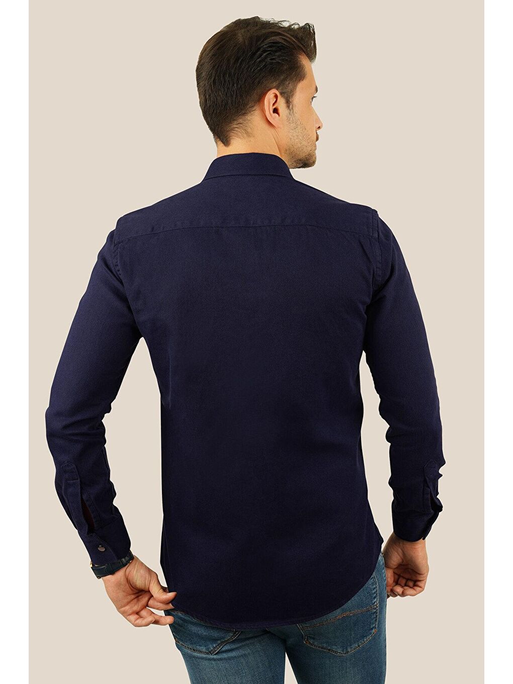 Etikmen Lacivert Slimfit Gerçek Jean Erkek Gömlek - 6