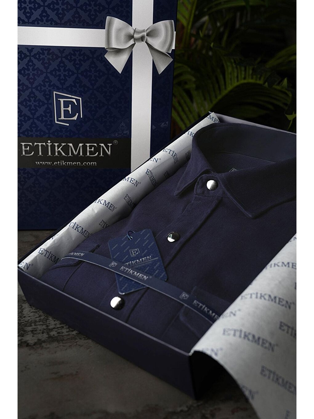 Etikmen Lacivert Slimfit Gerçek Jean Erkek Gömlek - 3